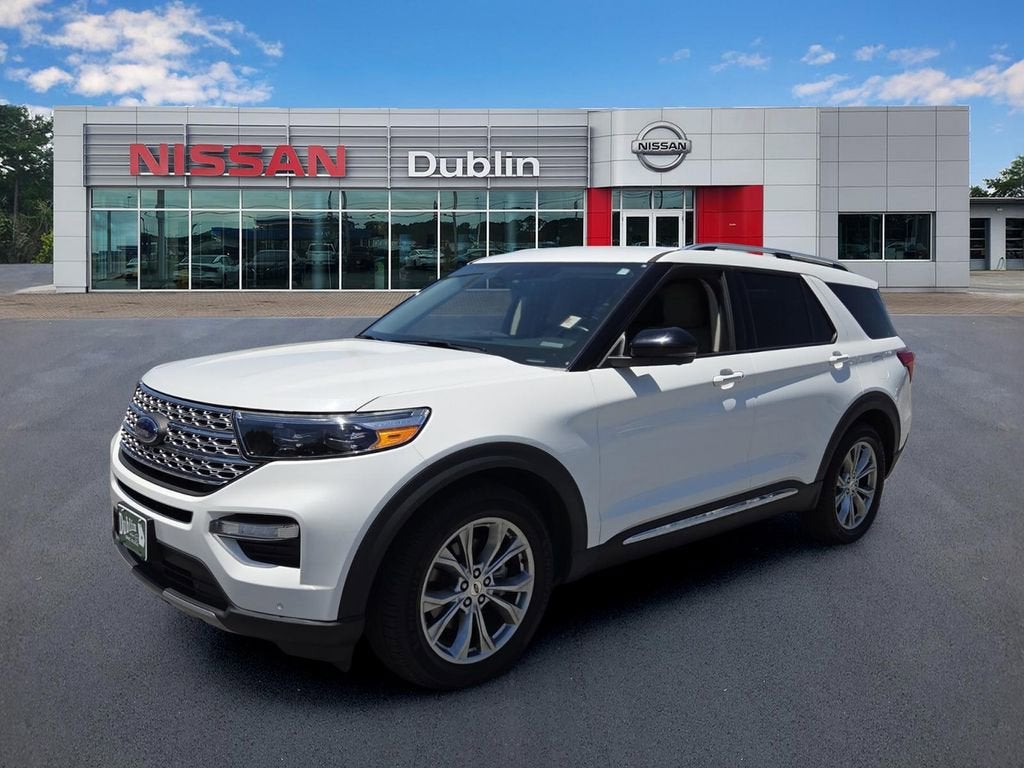2020 Ford Explorer Limited in White — front three-quarter view