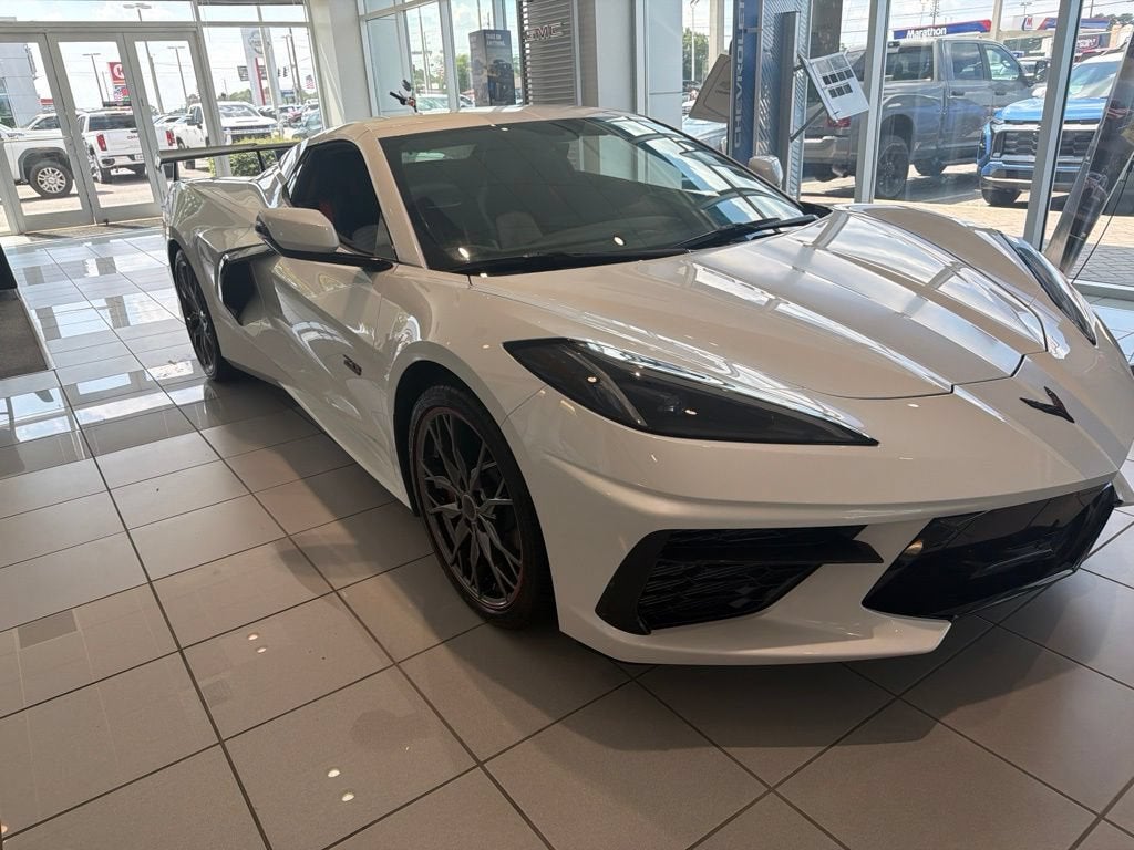 2023 Chevrolet Corvette Stingray 3LT in White Pearl Metallic Tricoat — front three-quarter view