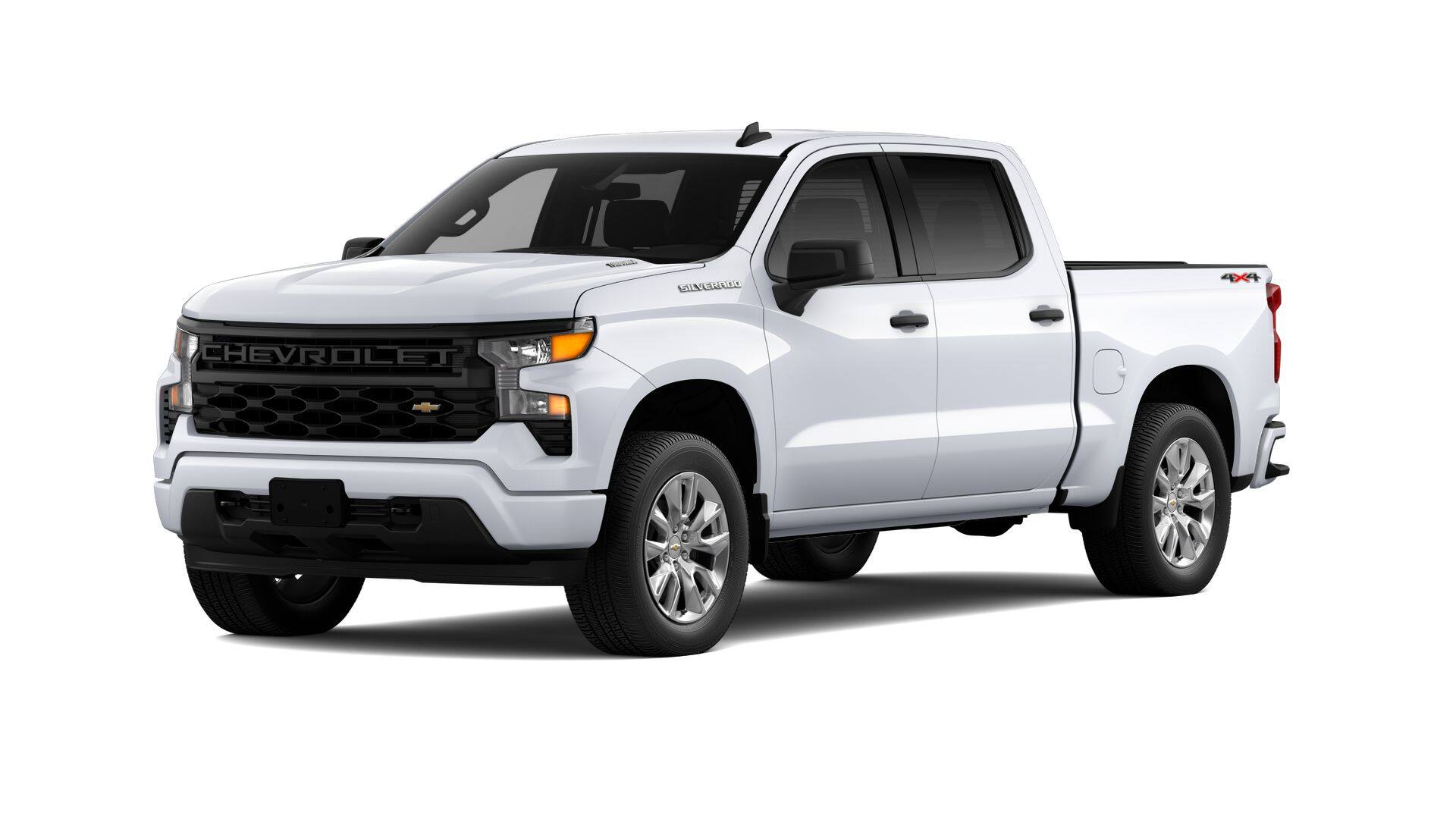 2026 Chevrolet Silverado 1500 Custom in Summit White — front three-quarter view