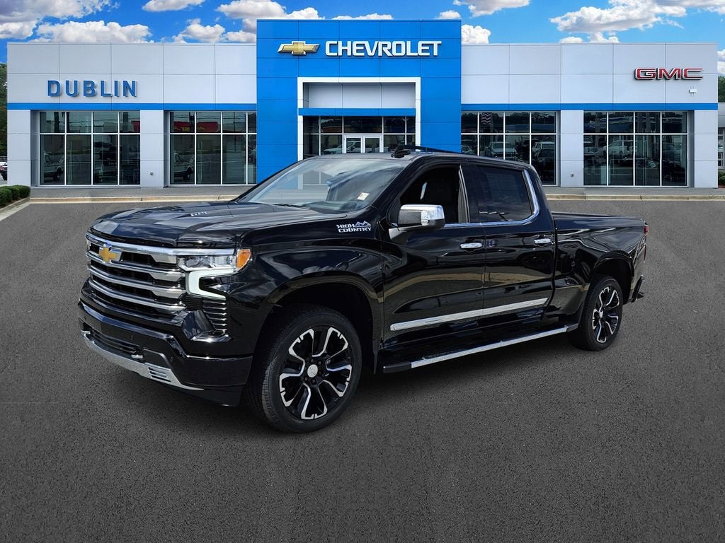 2025 Chevrolet Silverado 1500 High Country in Black — front three-quarter view