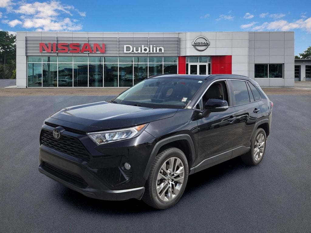 2020 Toyota RAV4 XLE Premium in Black — front three-quarter view